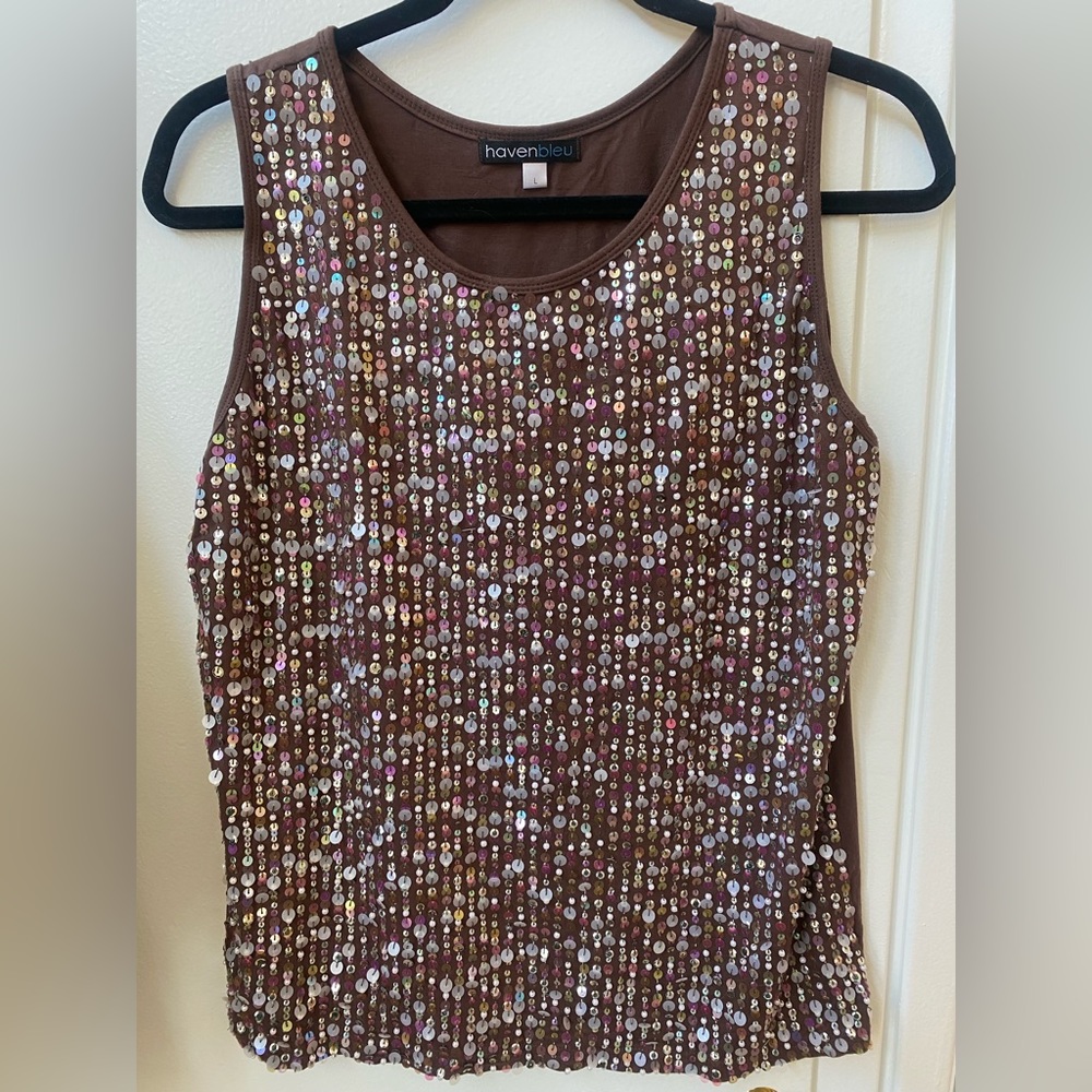 Havenbleu Brown Sequin e and Bead top